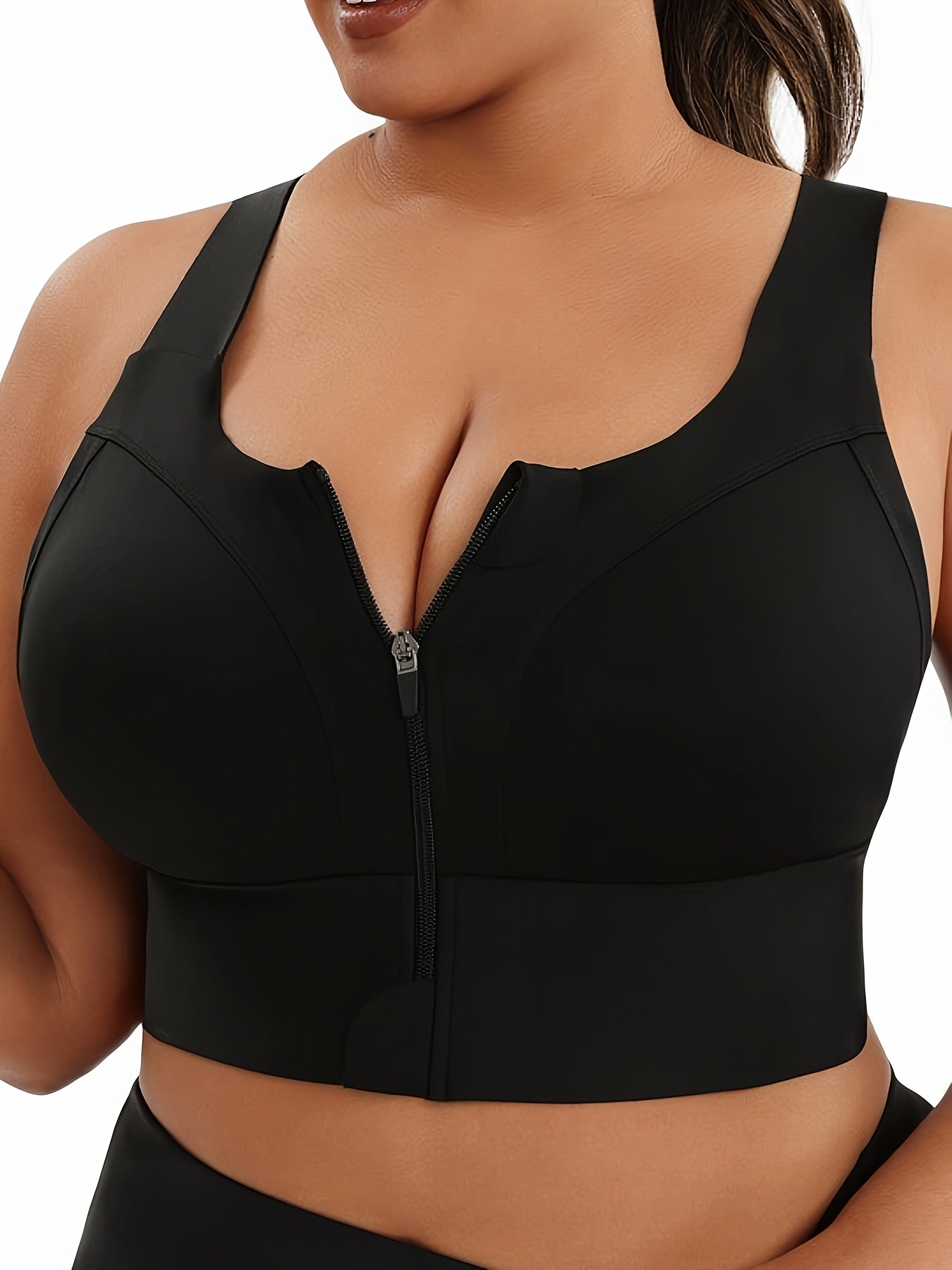 Women's Plus Size High Support Sports Bra for Yoga Running Black