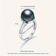 Women's Pearl Ring 10-11mm Black Tahitian Silver Open Jewelry