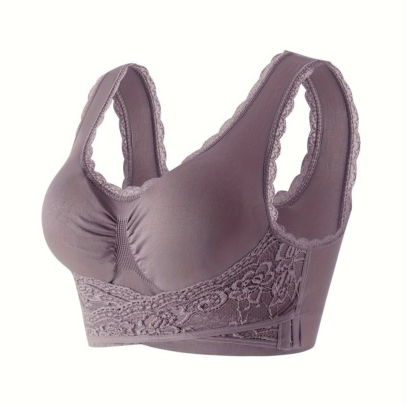 Wireless Lace Sports Bra Cross Side Buckle Tank Top for Women