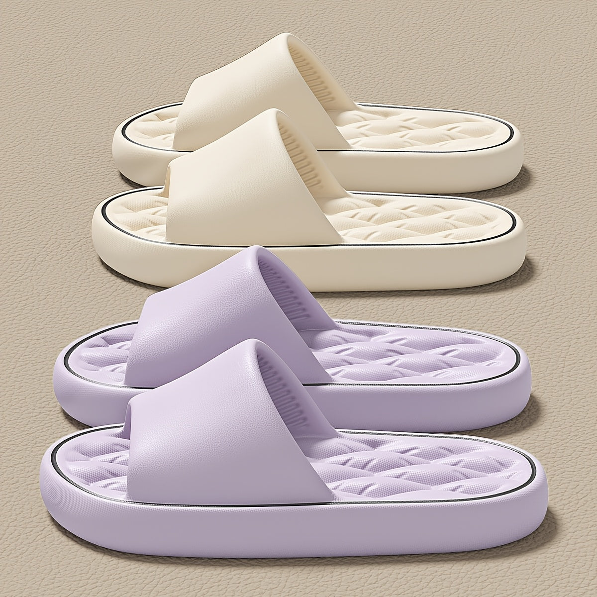 Erkaklar uchun 48-49 o'lchamdagi chiziqli slip-on uy poyabzallari, sirpanmaydigan taglik bilan, uyda yoki dushda foydalanish uchun mukammal.