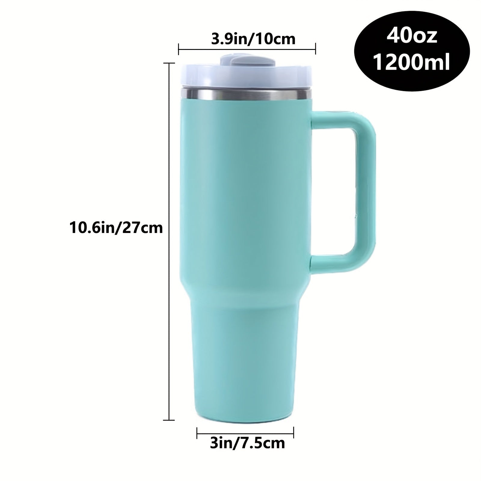40oz Stainless Steel Double Wall Tumbler with Lid Handle Heavy Duty Water Bottle