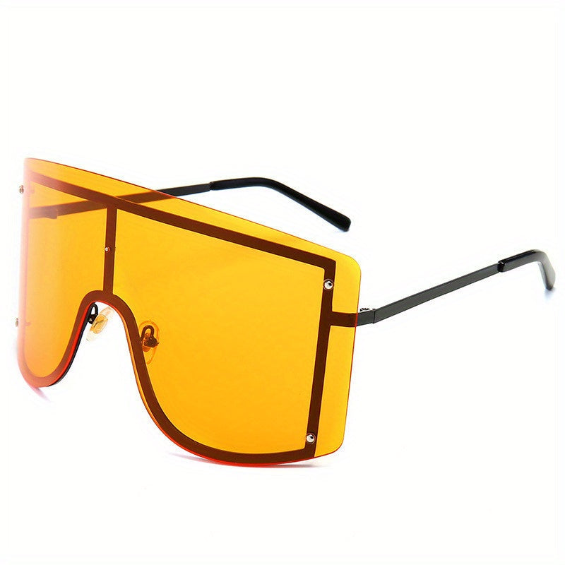 Large Unisex Sunglasses with Anti-Glare Gradient Shield for Summer Beach Parties