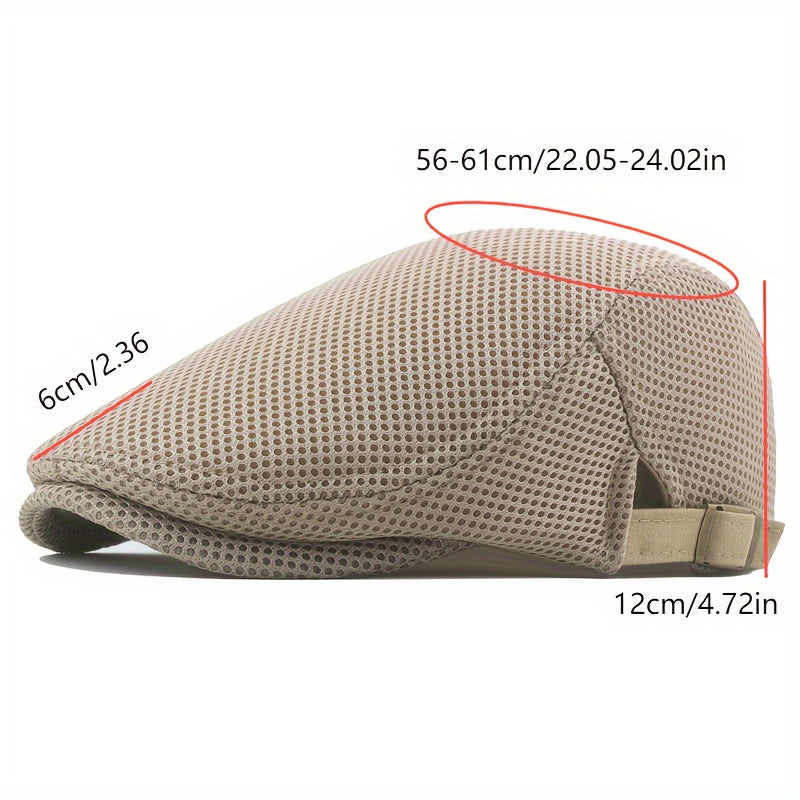 Men's Mesh Newsboy Cap Adjustable Breathable Sun Protection Polyester Street Style