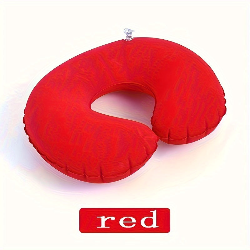 Inflatable C-Shaped Travel Pillow Neck Support for Car and Airplane