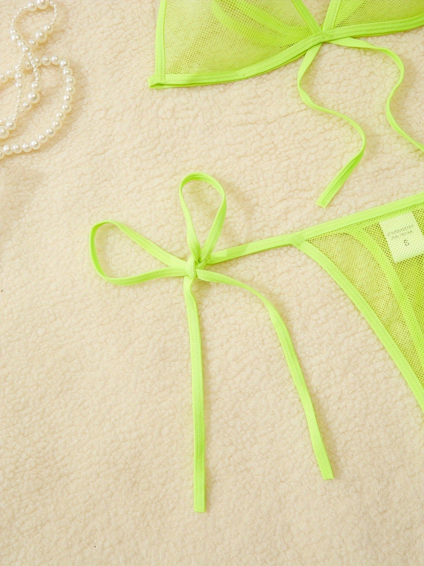 Women’s Lace Halterneck Lingerie Set with Bra and Thong