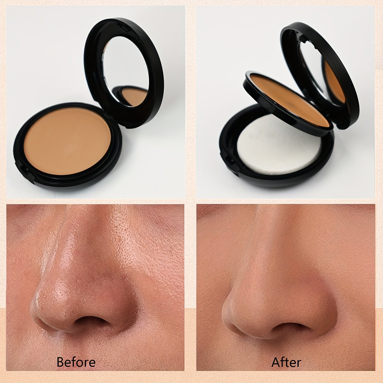 Polvo prensado mate para mujer, resistente al agua, cobertura total para piel oscura