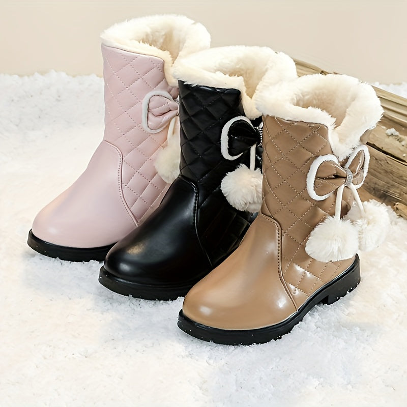 Girls Winter Snow Boots Thickened Warm Casual Easy-On Medium Tube