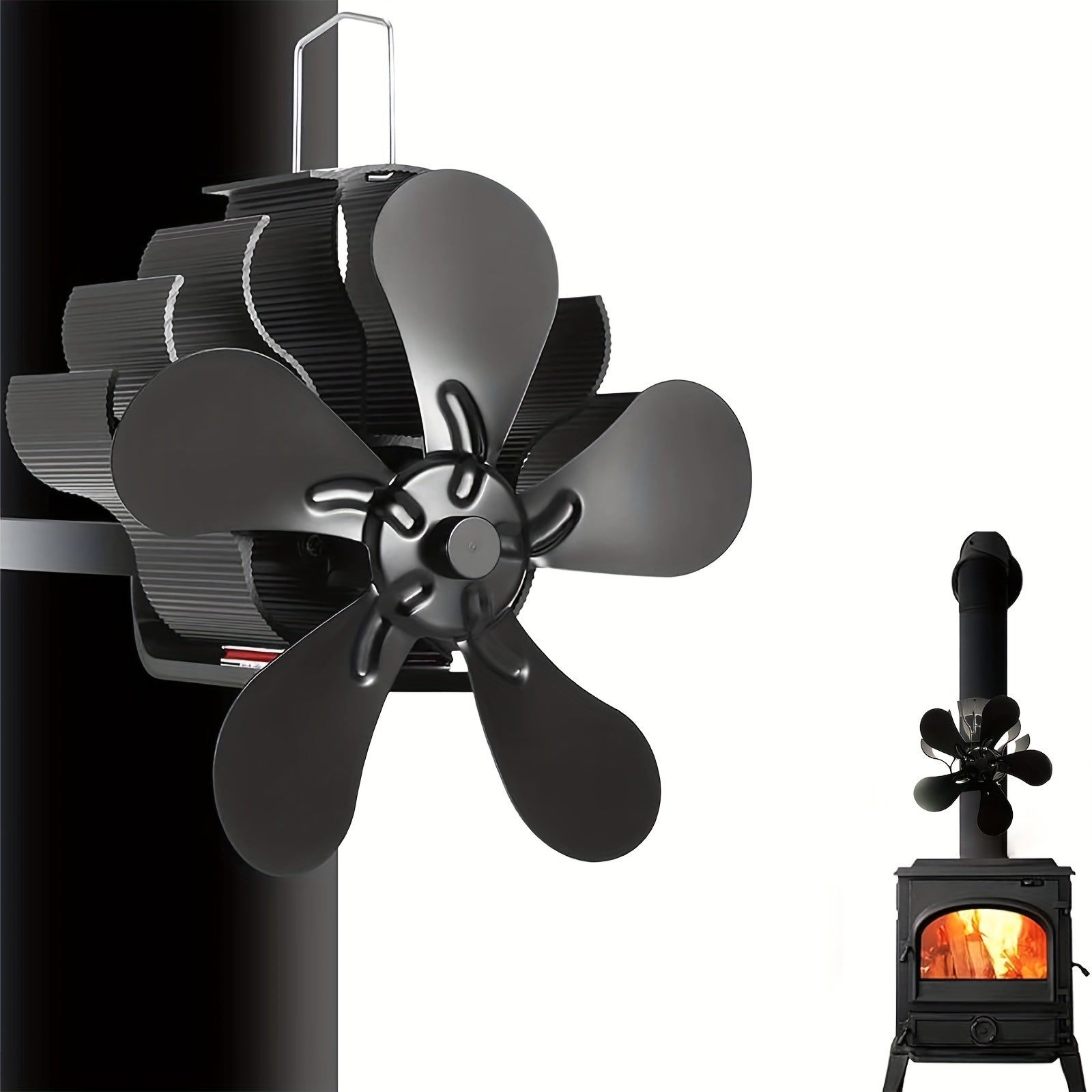 Magnetic Wood Stove Fan 5-Blade Heat-Powered Fireplace Fan for Wood-Burning Stoves