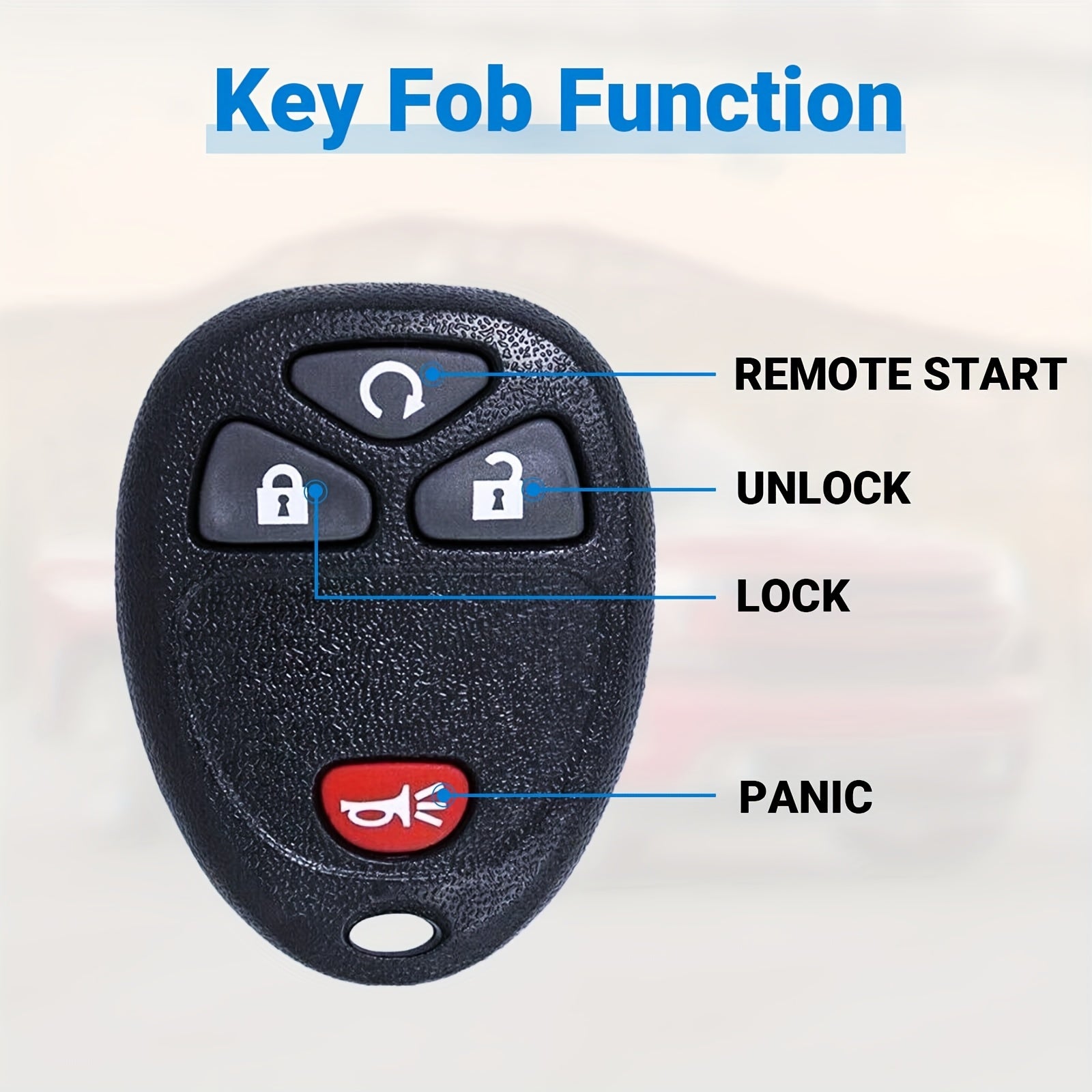 Keyless Entry Remote Fob for 2007-2015 SUV Truck 4-Button Replacement