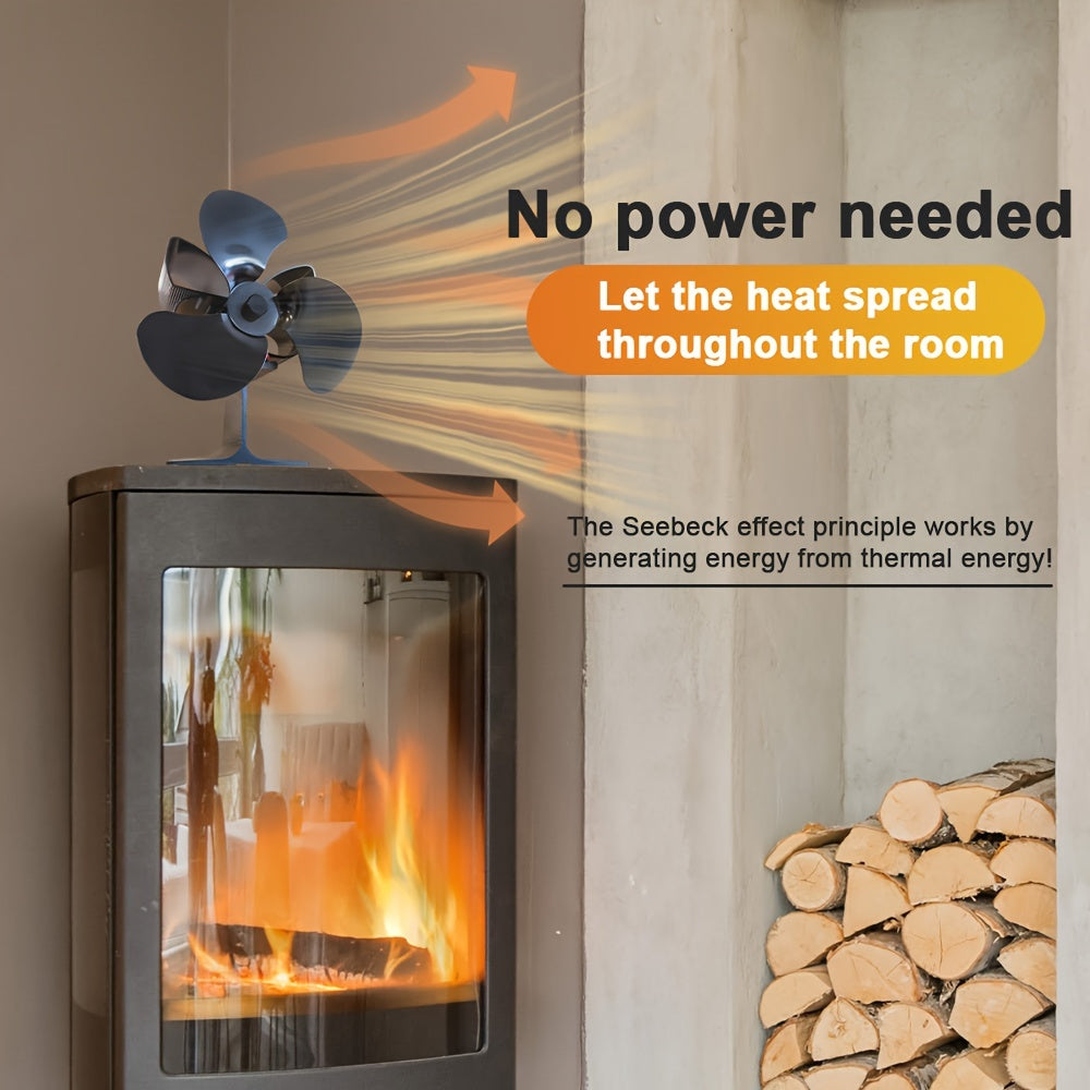 Butterfly-Inspired Thermal Fireplace Fan Auto Start 3-Blade Quiet Aluminum Alloy