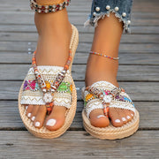 Women's Beach Slip-On Sandals Non-Slip EVA Beaded Ankle Strap