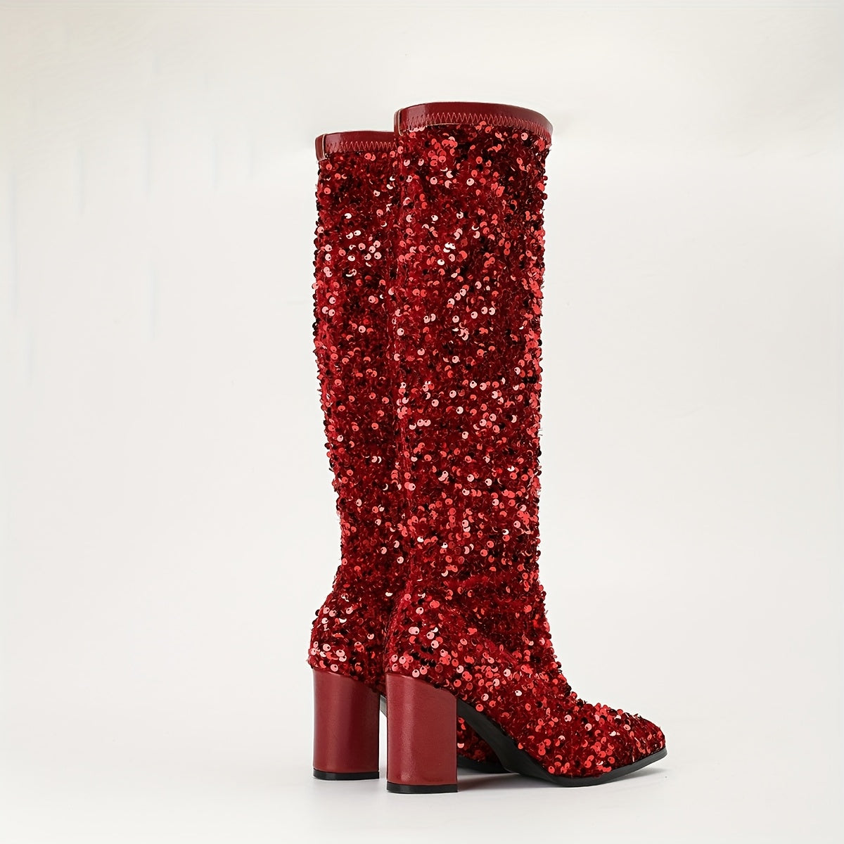 Women's Solid Color Block Heel Pointed Toe Slip-On Dress Shoes