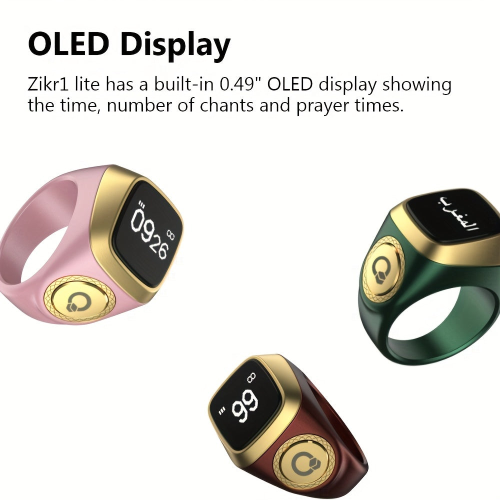 Smart Ring Black Gray 20mm Zikr Ring Lite Ramadan Mubarak