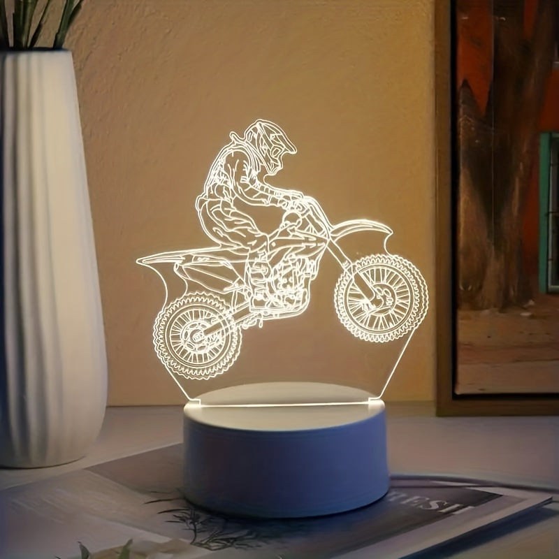 Motocross Night Light 3D with 16 Colors Touch Remote Control Gift for Boys and Friends