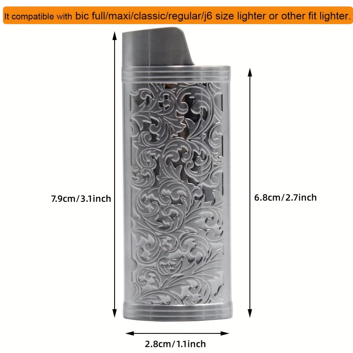 Vintage gulzorli metall yong‘in qutisi BIC J6 va sayohat uchun