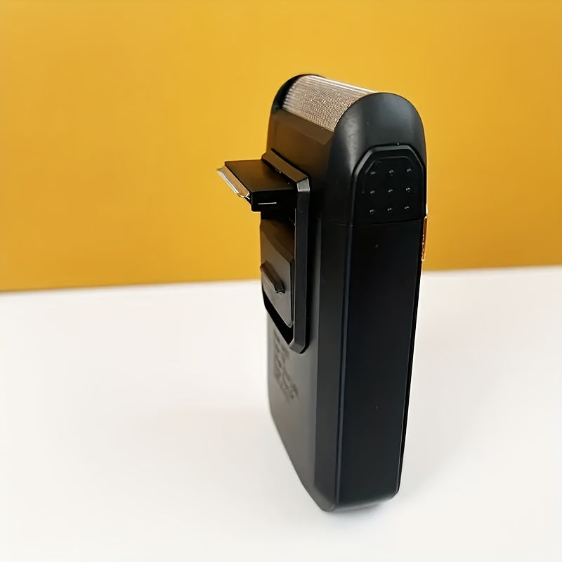 Afeitadora eléctrica recargable por USB para hombres, ligera, para uso en seco y húmedo, cortapelos para barba de doble uso, hoja de aluminio, carga rápida, elegante, duradera