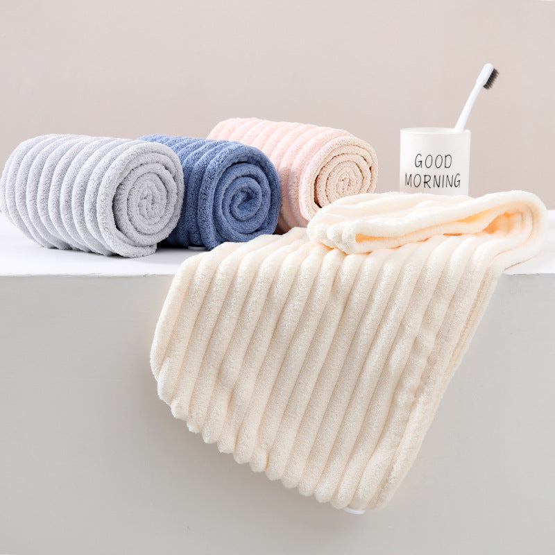 Women’s Quick-Dry Hair Towel Wrap Ultra-Absorbent Coral Fleece Double-Layer Polyester
