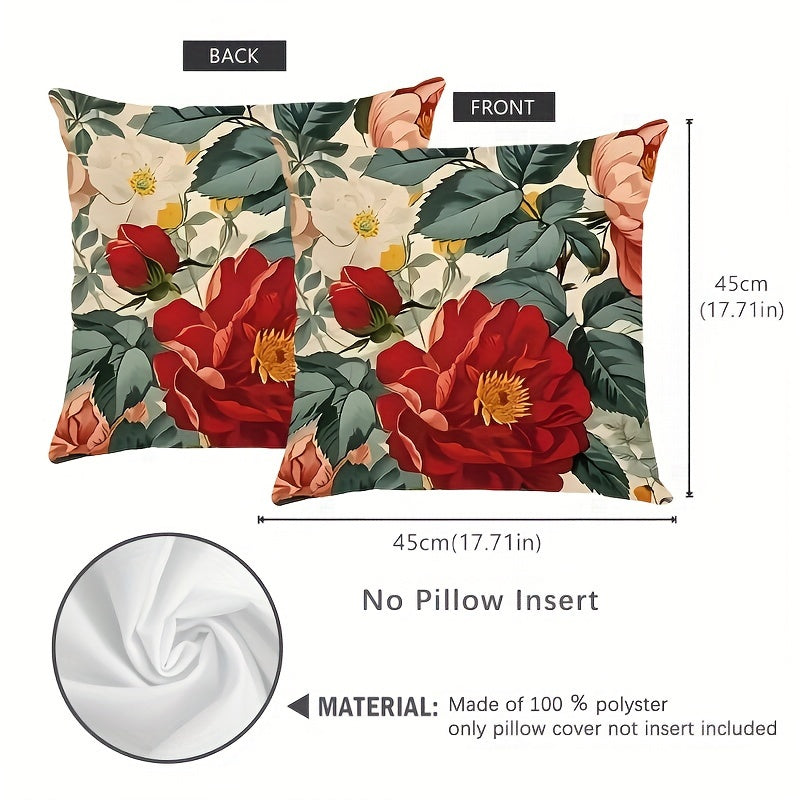 Zippered Polyester Cushion Cover with French Floral Design for Home Decor