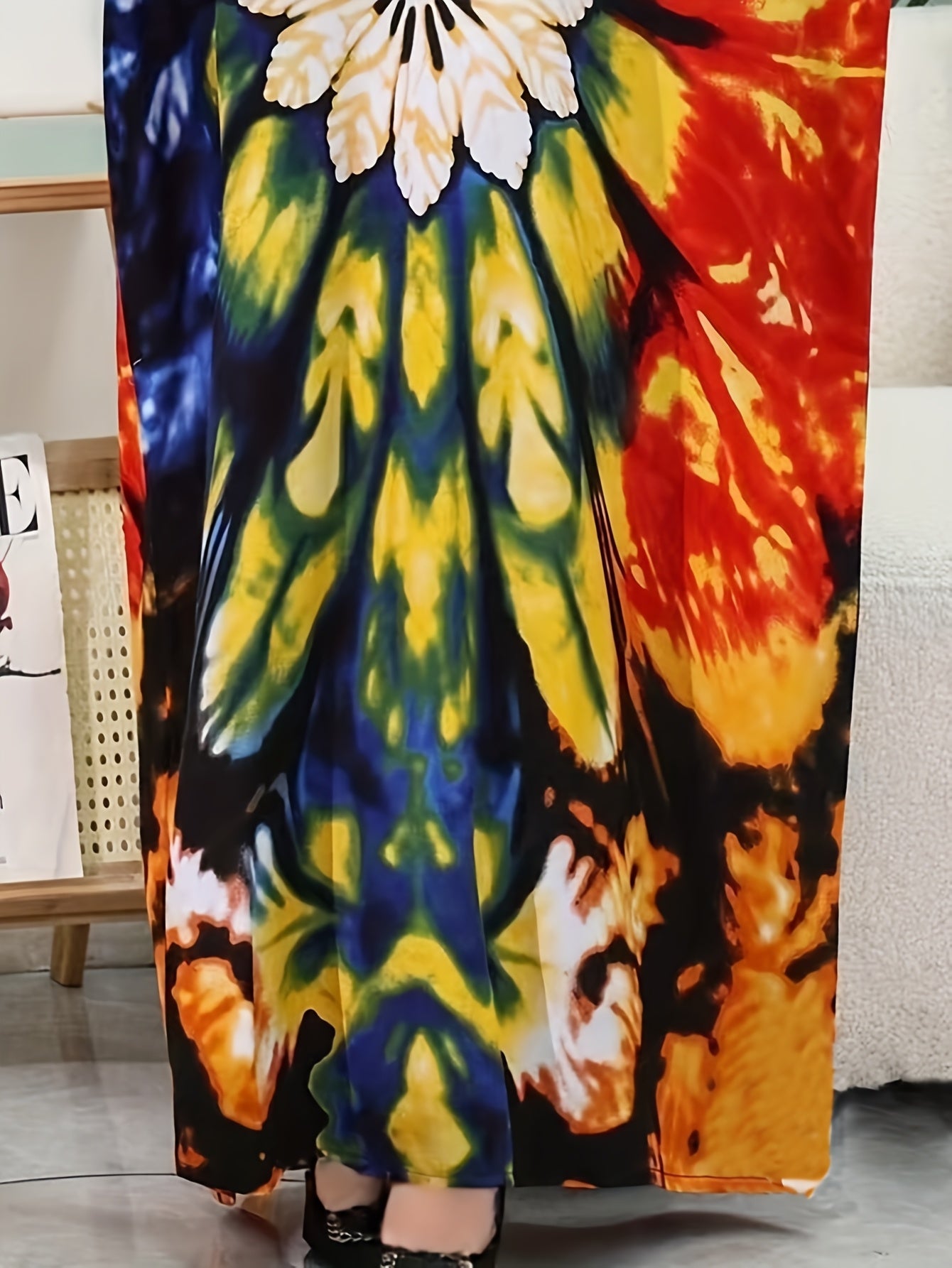 Vestido largo bohemio de girasoles para mujer, ajuste suelto, para verano y playa