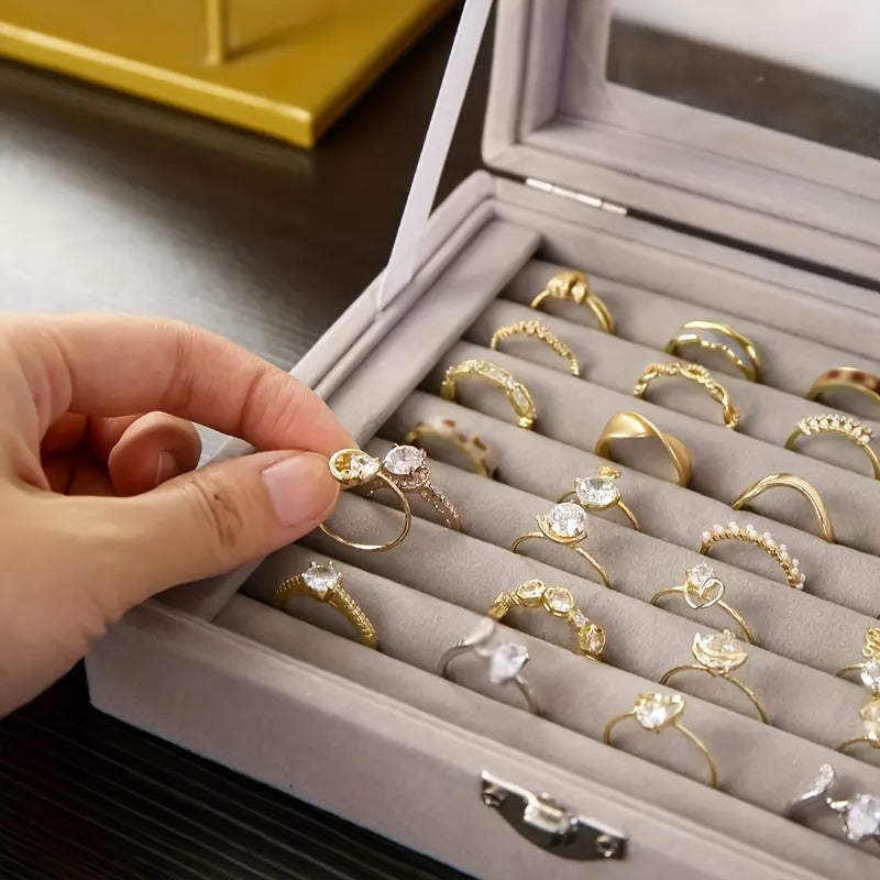 Бархатная шкатулка для украшений с защитной крышкой для колец, серег, ожерелий — органайзер для хранения