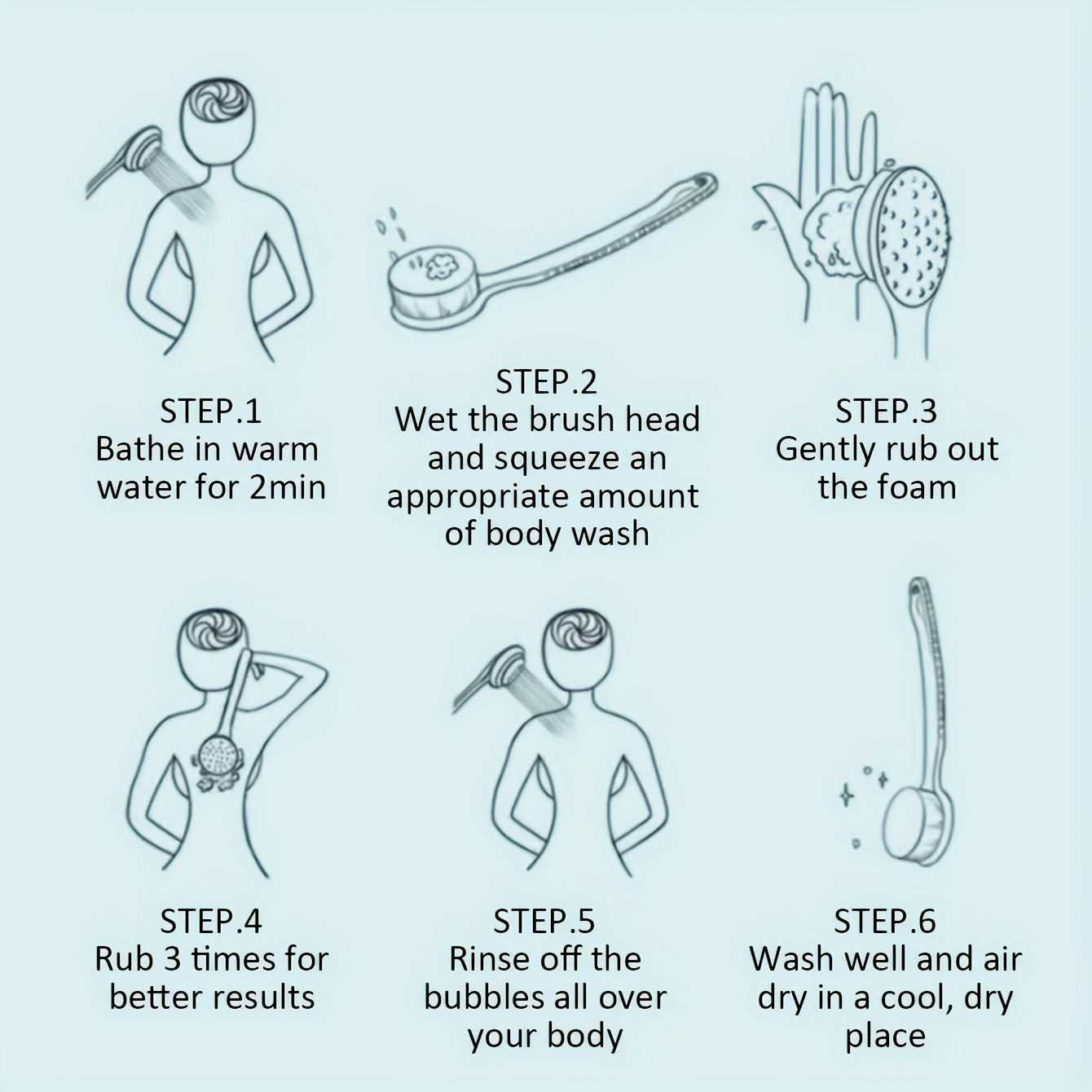 Dual Color Exfoliating Bath Brush with Long Handle for Shower and Massage