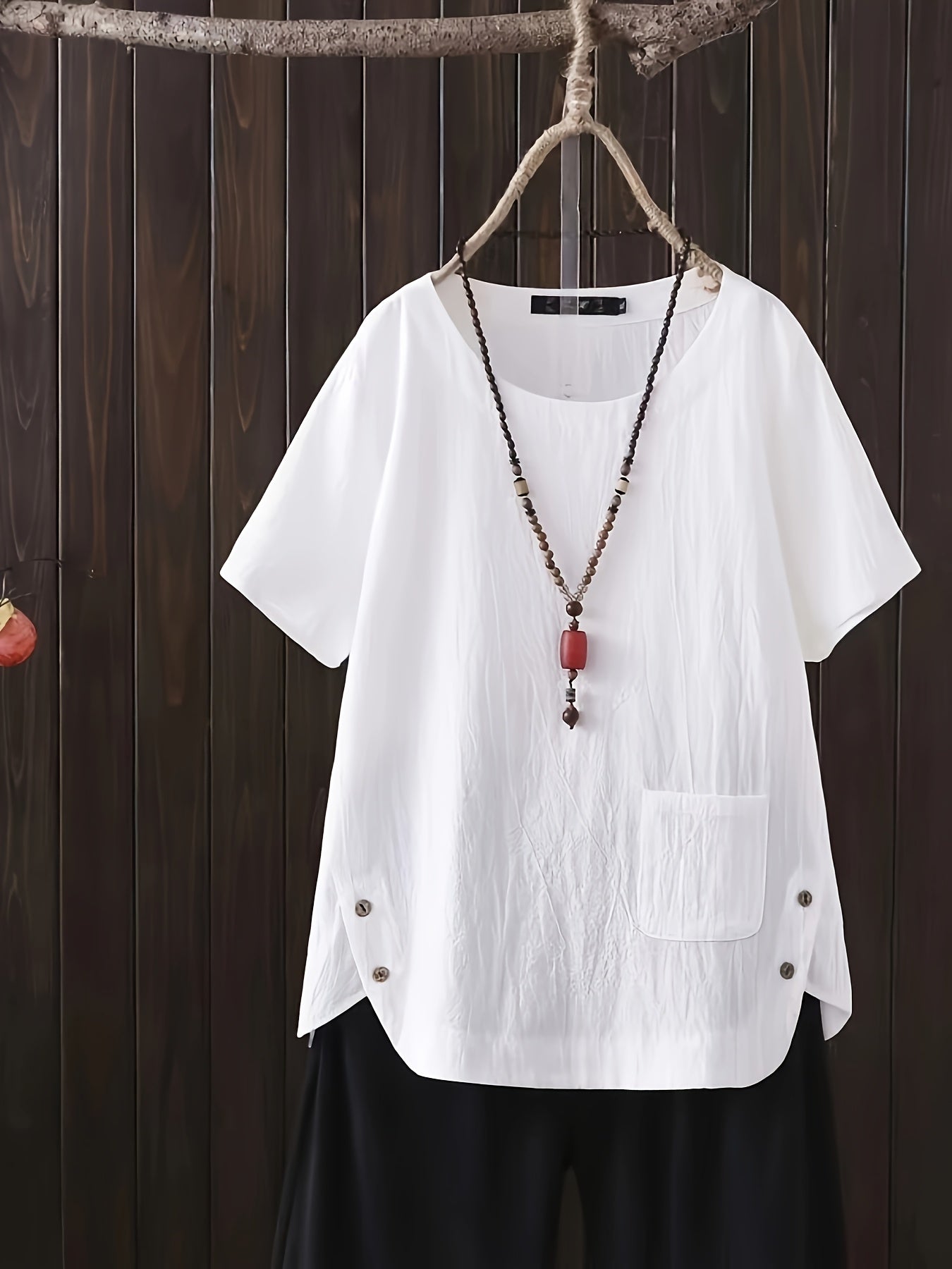 Camiseta de verano para mujer talla plus azul claro manga corta top casual