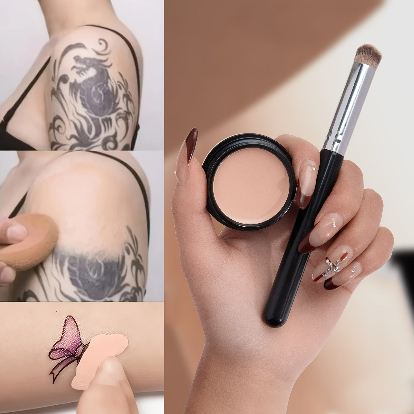 Concealer Cream for All Skin Types Waterproof Medium Coverage with Brush