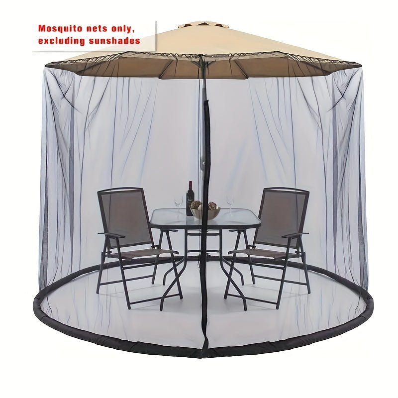 Mosquito Net for Patio Umbrella with Zipper Door Black 3.35m Outdoor Mesh Screen