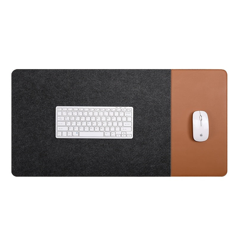 Large Gaming Mouse Pad with Anti-Slip Felt Faux Leather Wrist Support for E-Sports Office Use
