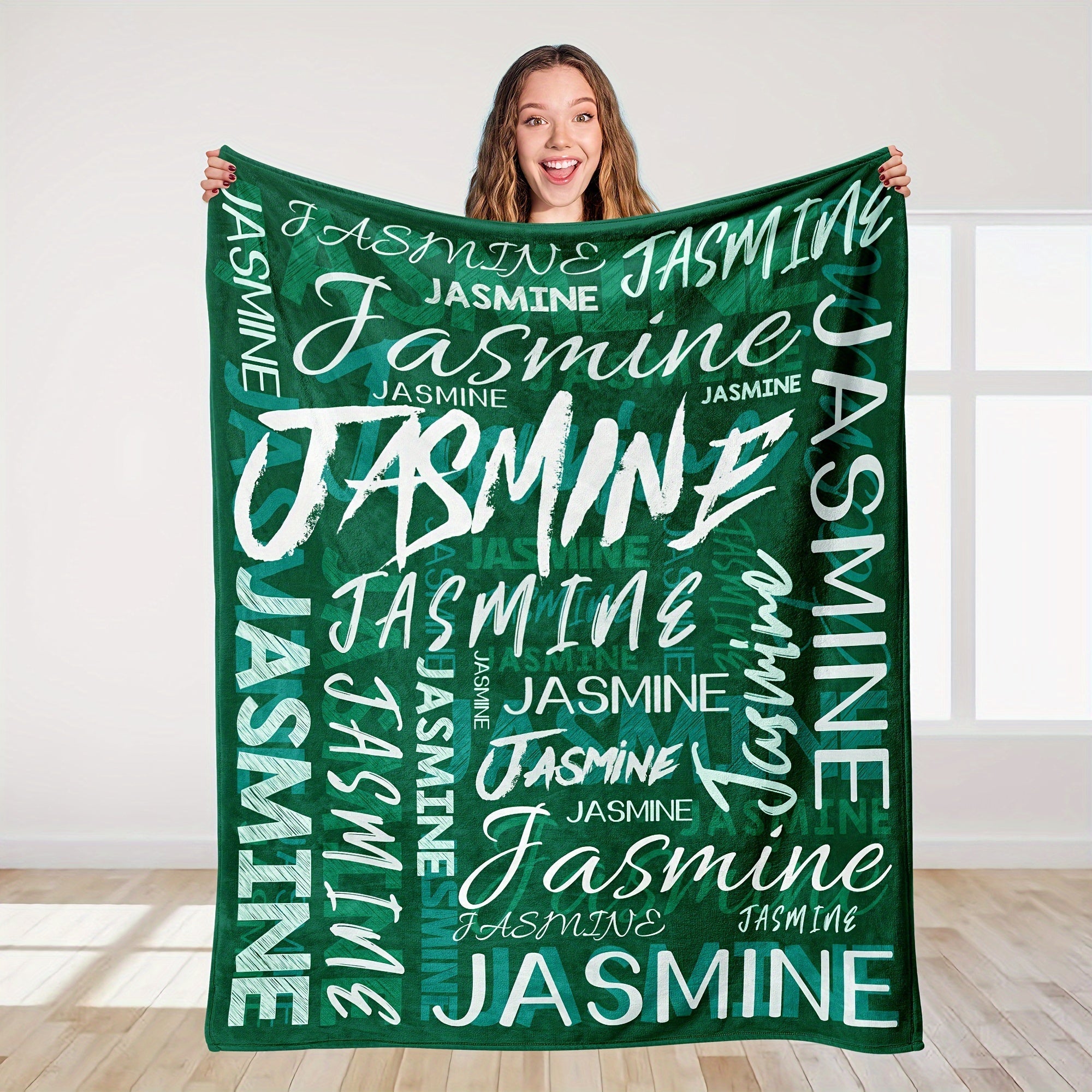 Personalized Soft Flannel Blanket Custom Name All-Season Throw for Office Chair Picnic Travel