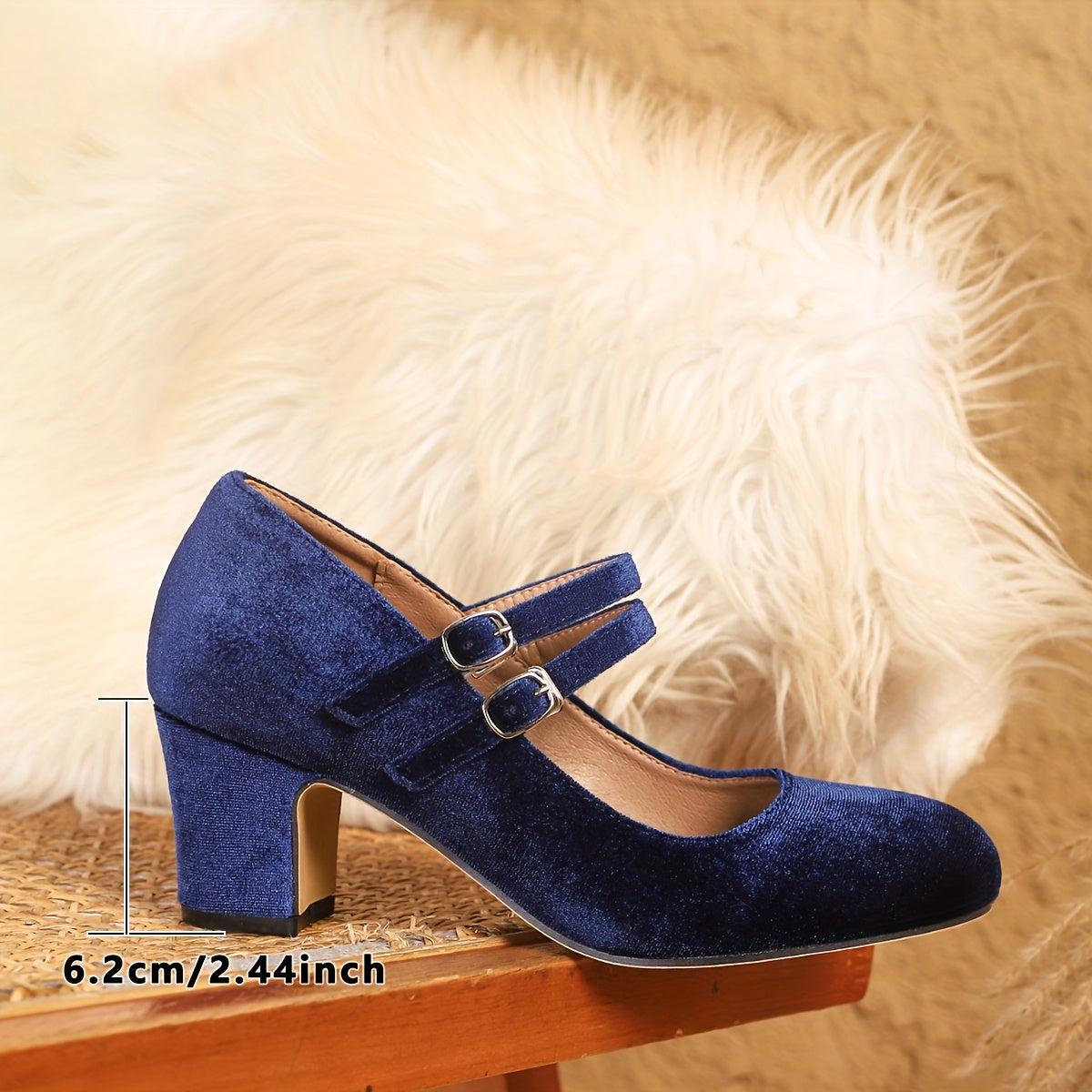 Women's Vintage Mary Jane Pumps Fabric Chunky Heel for Weddings