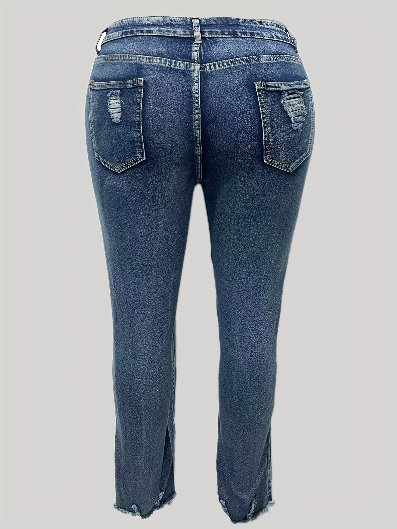 Женские рваные джинсы с необработанным краем и синие повседневные штаны