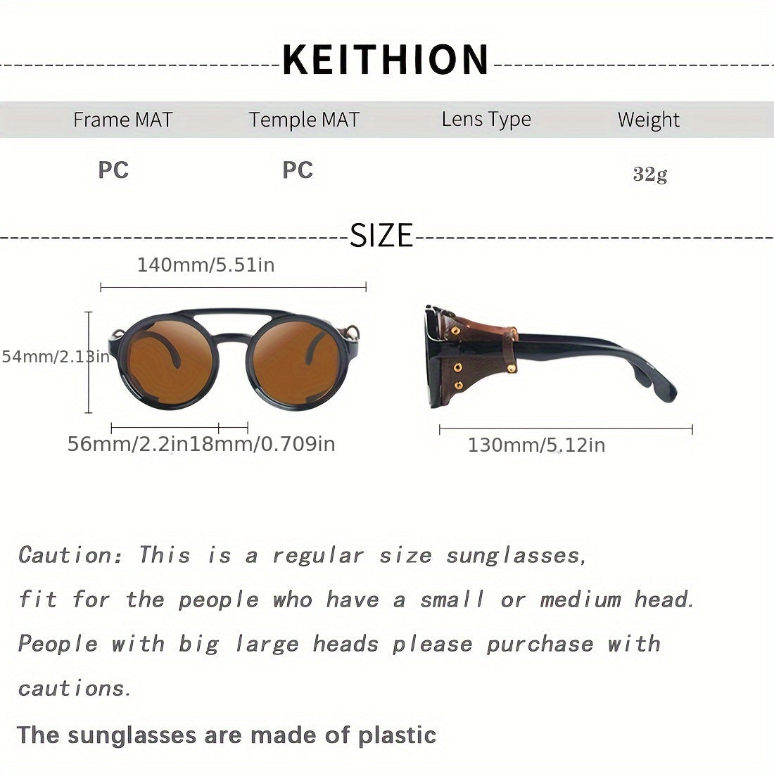 Retro Steampunk Round Sunglasses for Men and Women PU Leather Shields Double Bridge Outdoor Party Vacation Travel