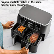 Stainless Steel Double-Layer Air Fryer Rack Set with Silicone Accessories for 6 Pieces
