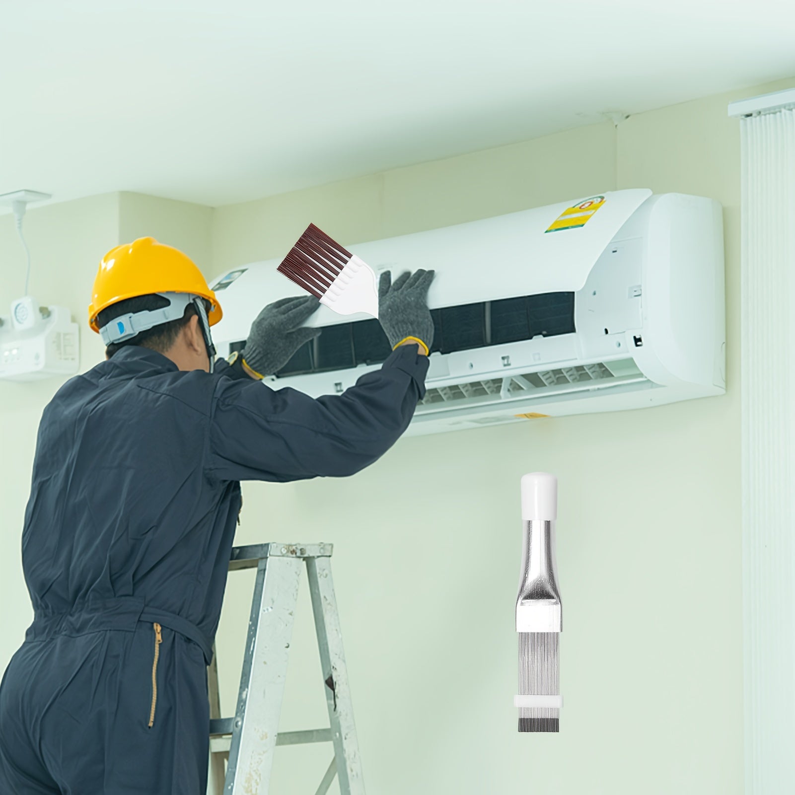 Air Conditioner Fin Comb Set 2 Pieces Stainless Steel Brush for Coil Cleaning