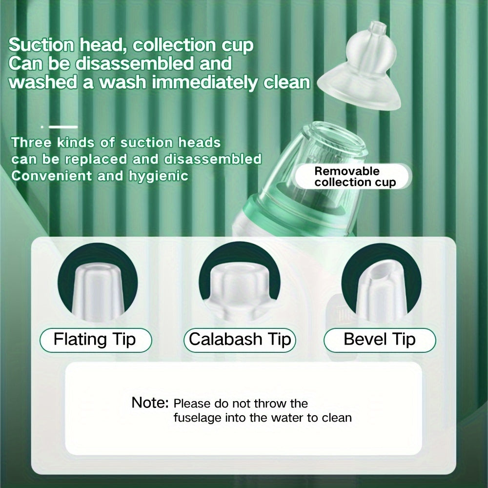 Electric Nasal Cleaner with Adjustable Modes Silicone Nose Sucker Tweezers Straw Brush Green