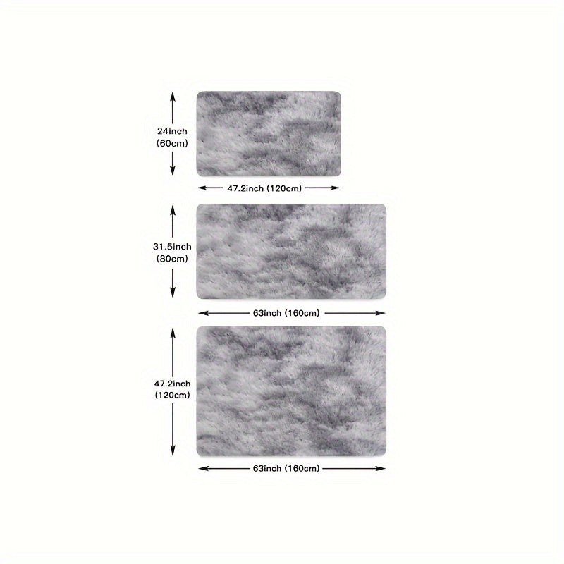 Grey Tie-Dye Plush Carpet 1PC Non-Slip Water-Absorbent Area Rug for Living Bedroom