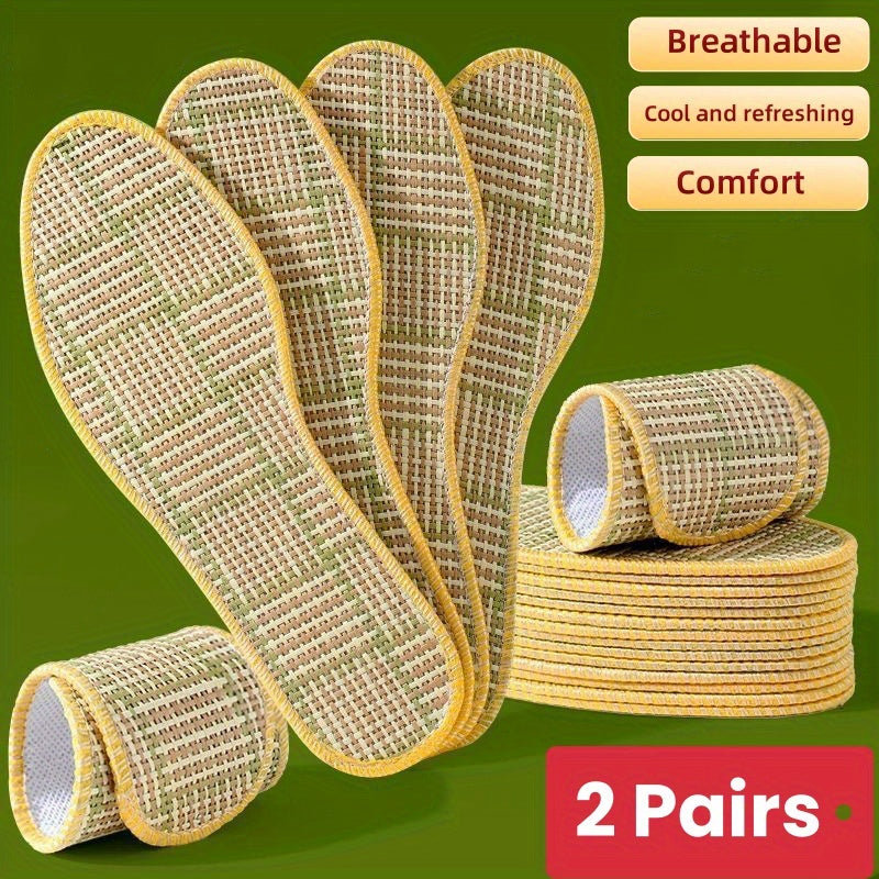 Unisex Breathable Bamboo Insole Comfort Pads 2 Pairs, Wear-Resistant