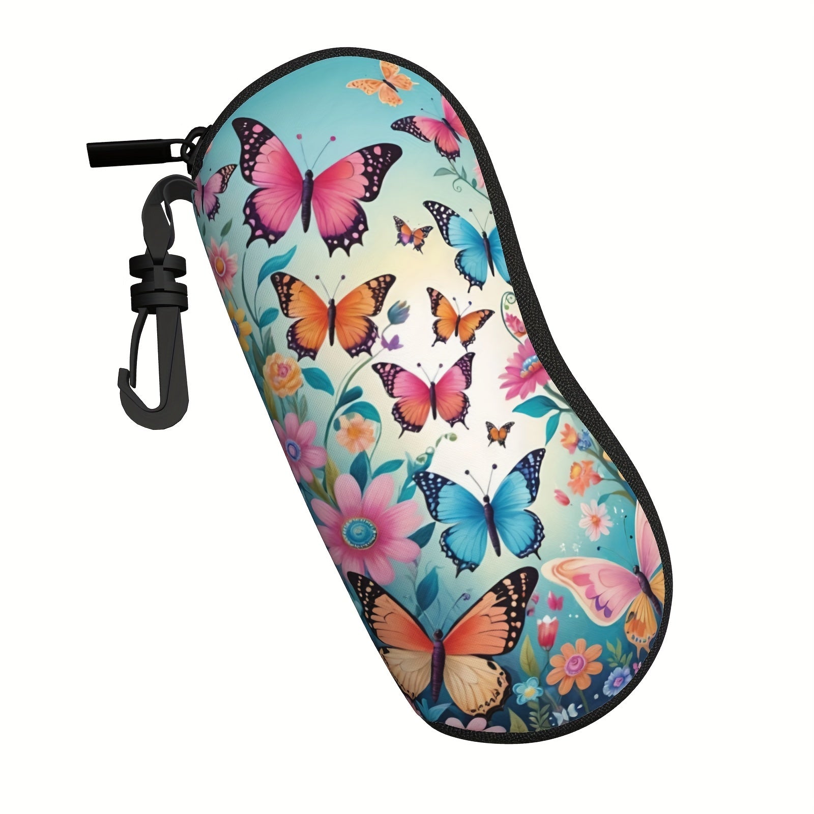 Portativ va zamonaviy, bu yumshoq neopren ko'zoynak qutisi rang-barang kapalak naqshiga ega va kalit zanjiri bilan birga keladi. Erkaklar va ayollar uchun mukammal, bu bosimga qarshi quti ko'zoynaklaringizni xavfsiz va ishonchli saqlaydi.