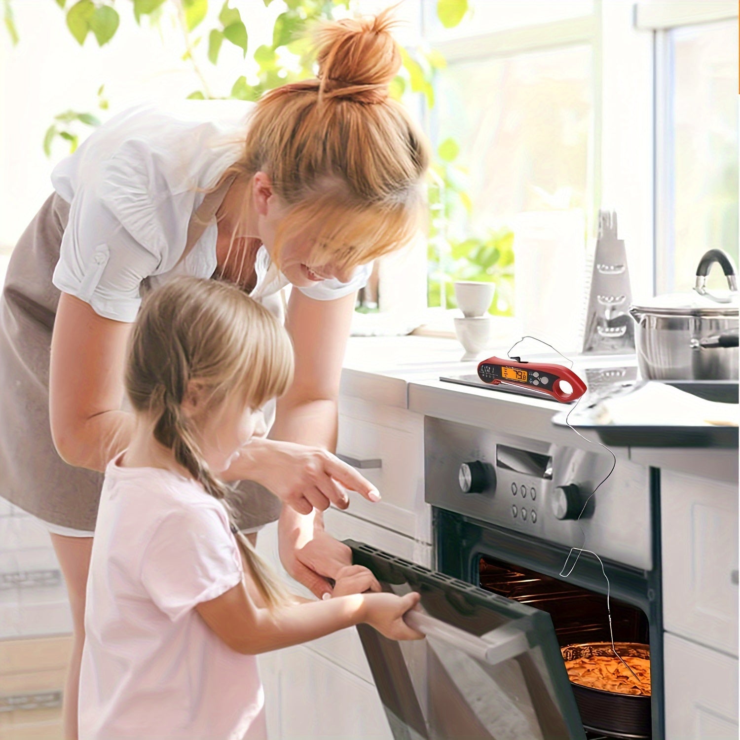 Multi-Function Kitchen Thermometer Dual Probes Backlit Display Sound Alarm