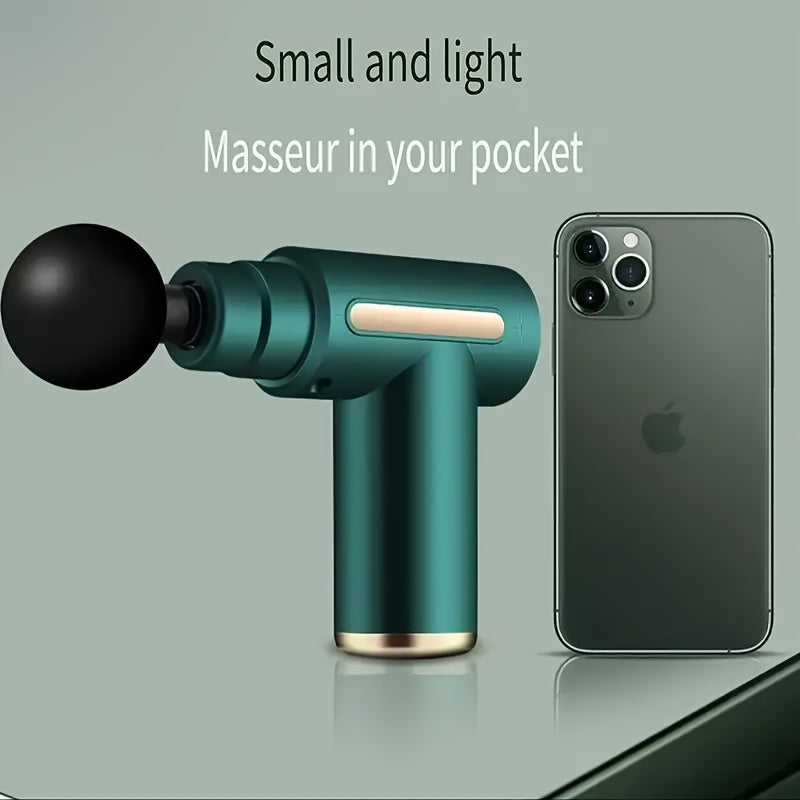 4 ta almashtiriladigan boshli portativ massaj quroli, USB zaryadlash, jim motor, fitnes va dam olish uchun.