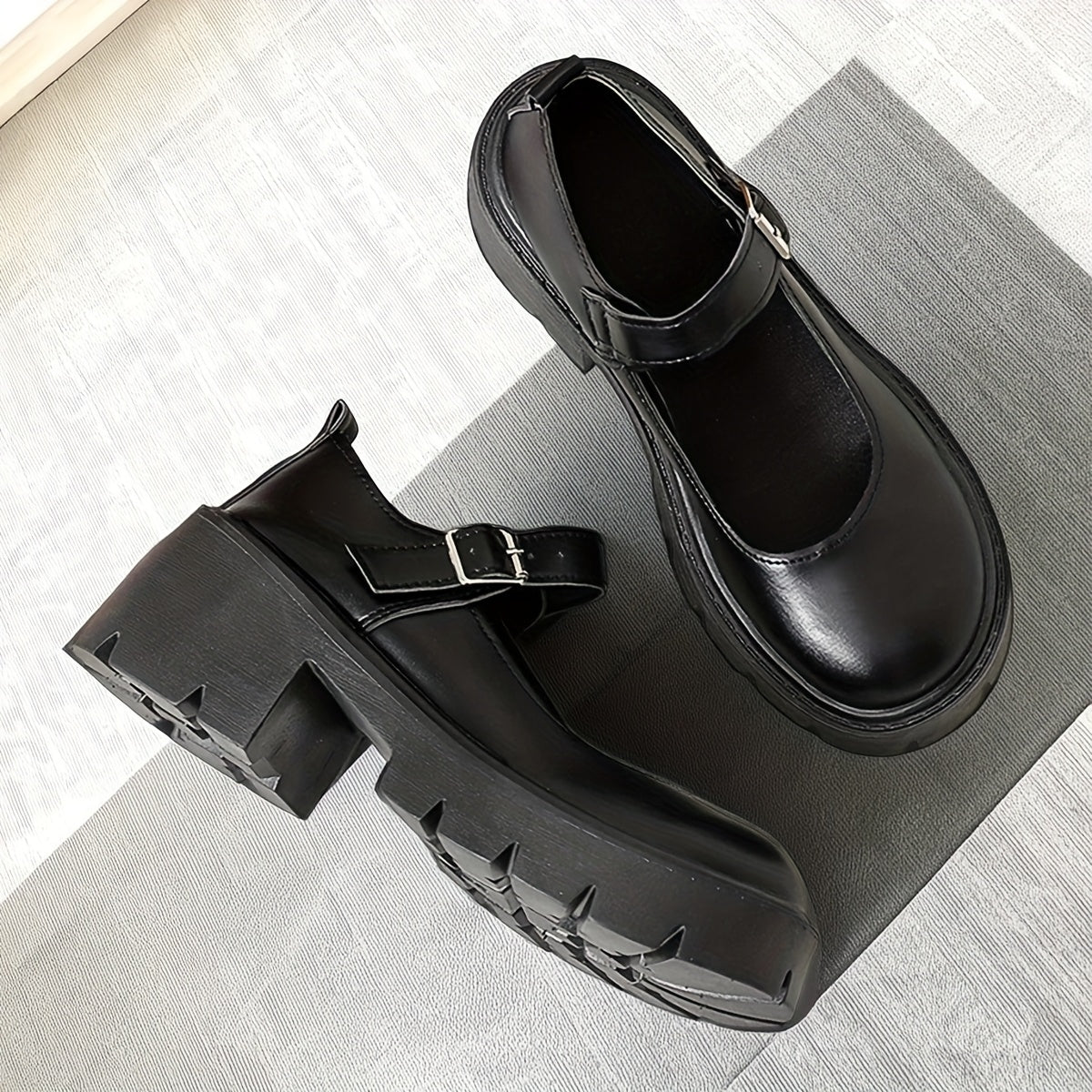 Women Loafers Platform Slip-On Shoes Black Synthetic & Fabric All-Season