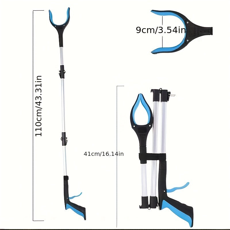 Portable trifold garbage clip with long handle for sanitation cleaning