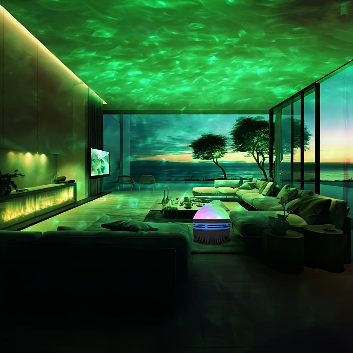 USB-Powered Projector Lamp with Remote Control RGB LED Aurora Effect for Bedroom Living Room Decor