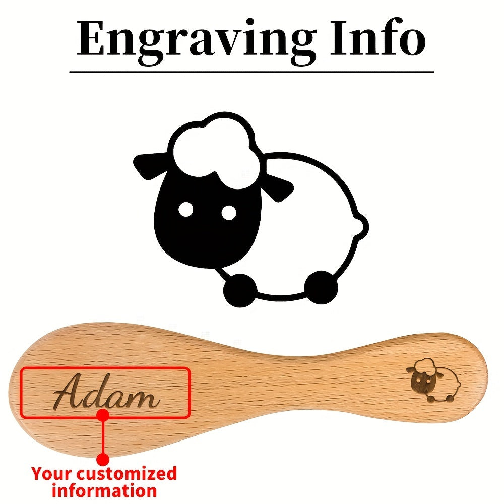 Очаровательная гравированная расческа для волос с персонализированным деревянным дизайном в виде мультфильма, изготовленная с вашим именем. Уникальный и продуманный вариант подарка на День матери или День отца.