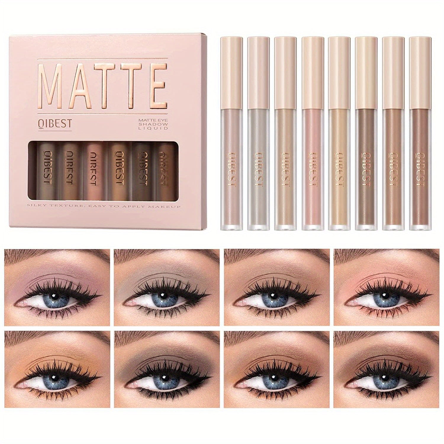 Set de sombras líquidas impermeables para mujer con 8 colores de larga duración y secado rápido