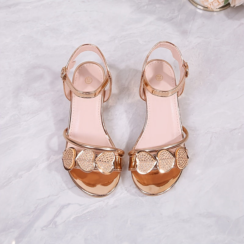 Girls Heart of Peach High Heel Sandals Rubber PU Breathable Solid Color Spring Fall