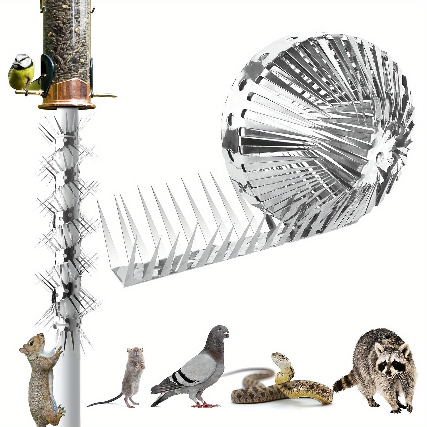 Stainless Steel Garden Pest Deterrent Spikes 100cm for Fences and Birdhouses