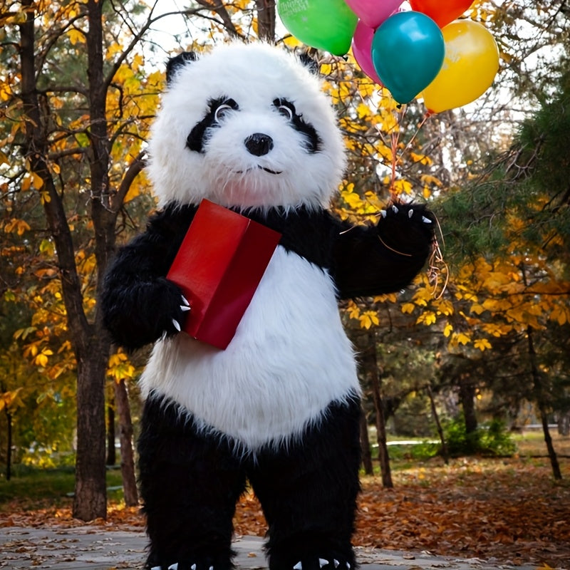 Giant Panda Inflatable Costume with Backpack and Bow Tie for Parties and Holidays