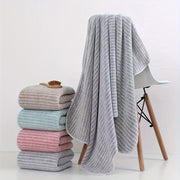 8-Piece Striped Microfiber Towel Set Bath Hand Washcloths Quick-Drying Absorbent